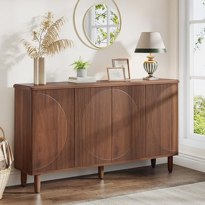 Tribesigns Buffet Cabinet Sideboard with Storage, Modern Storage Cabinet Sideboard Buffet Table with Doors for Living Room Kitchen Dining Room (Brown)