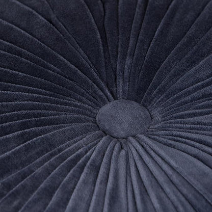SIMPLIHOME Renee Boho Round Pouf in Navy Velvet Fabric for the Living Room, Bedroom and Kids Room