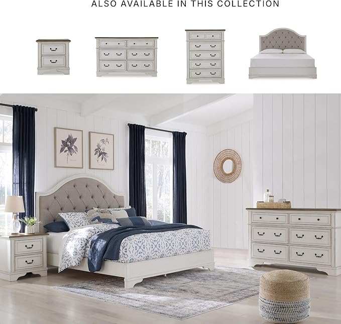 Signature Design by Ashley Blendon Traditional 6-Drawer Dresser with Safety Stop, White & Dark Brown