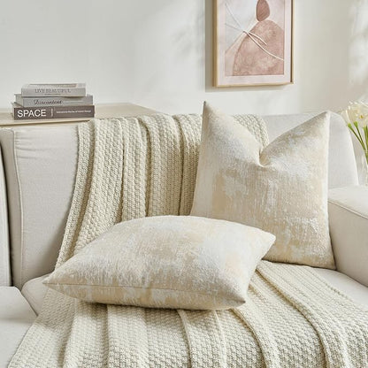 FUTEI Yellow White Decorative Throw Pillow Covers 20x20 Inch Set of 2,Soft Faux Cashmere Jacquard - Textured & Cozy Cushion Case,Modern Home Decor for Couch Bed Living Room
