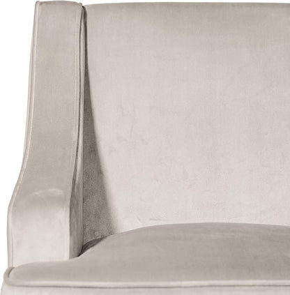 Mid Century Modern Accent Chair Wingback Living Room Chair Comfy Upholstered Scooped Armchair Fabric Side Chair with Wood Legs for Small Space, Bedroom, Apartment, Office, Waiting Room (Light Gray)