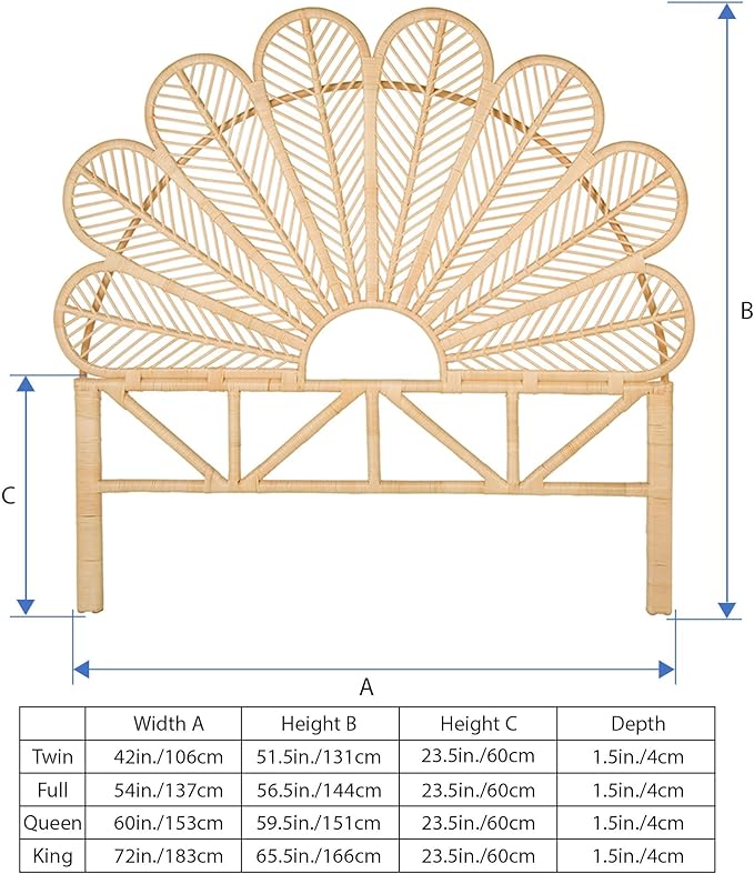 KOUBOO Rattan Petal Headboard, California King, Natural
