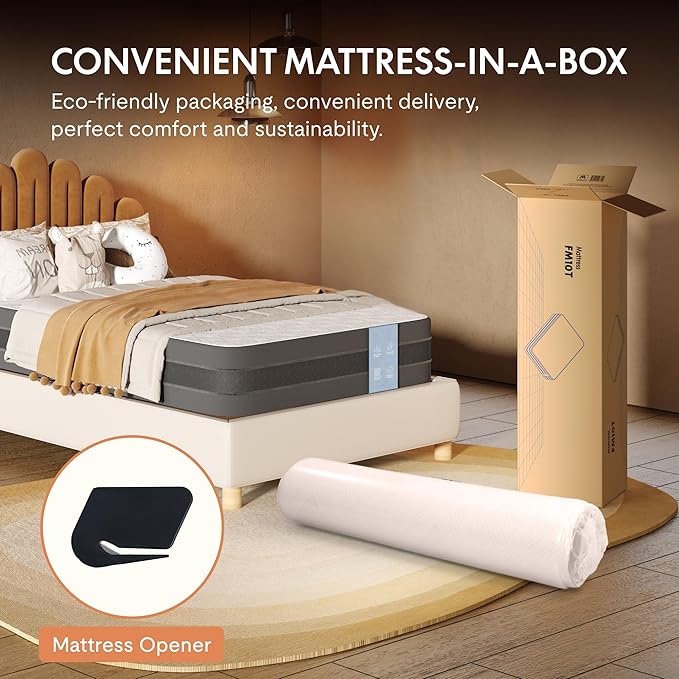 FLEXISPOT 6'' Twin Size Cooling Gel Memory Foam Mattress, Viscose from Bamboo, Medium Firm, 10-Year Warranty, Mattress-in-A-Box, Certi-PUR & Oeko-TEX Certified, Washable, Fire-Resistant.
