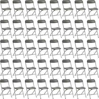 40 Pack Plastic Folding Chairs, Portable Party Chairs, Stackable Commercial Seats with Steel Frame for Home Office Wedding Party Indoor Outdoor Events Chairs, 350lbs Capacity,Gray