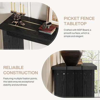 Tribesigns Farmhouse Console Table, 70.9-Inch Extra Long Console Table, Wood Sofa Table Behind Couch with Widened Tabletop & Sturdy Double Pedestal for Living Room, Hallway, Foyer (Black)