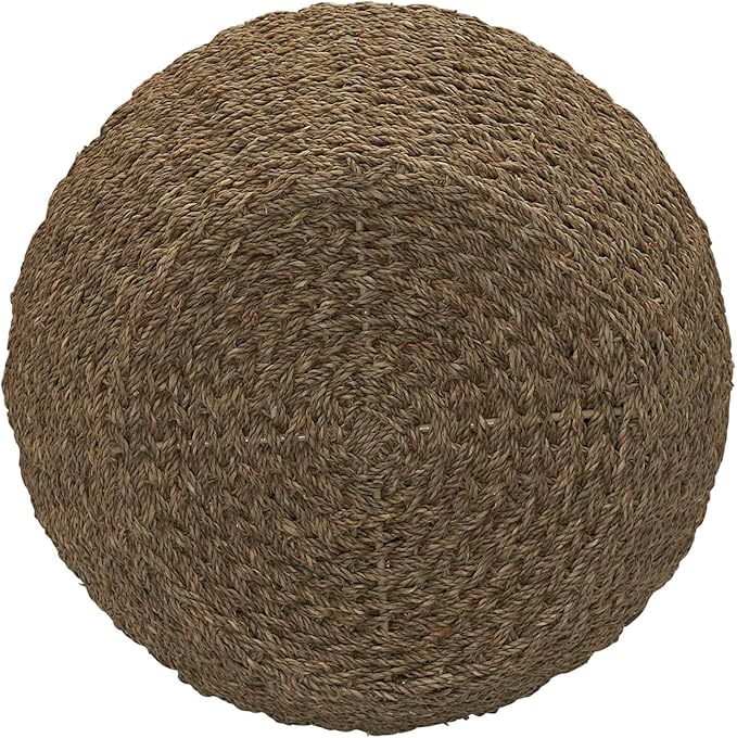 Household Essentials Handwoven Seagrass Barrel Wicker Storage Basket Side Table, Natural