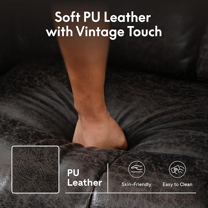FLEXISPOT XL31-L Power Lift Recliner Chair for Elderly, Electric Lift Chair with Massage & Heat, PU Leather Reclining Sofa with Cup Holders, Side Pockets for Living Room Bedroom(Large Size, Charcoal)