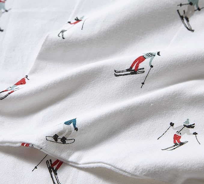 Eddie Bauer - Flannel Sheets Twin Size, Anti-Pilling & Wrinkle Resistant Cotton, Touchably Soft for All-Season Comfort - Bed Sheets with Matching Pillowcases & Fitted Sheet (Ski Slope)