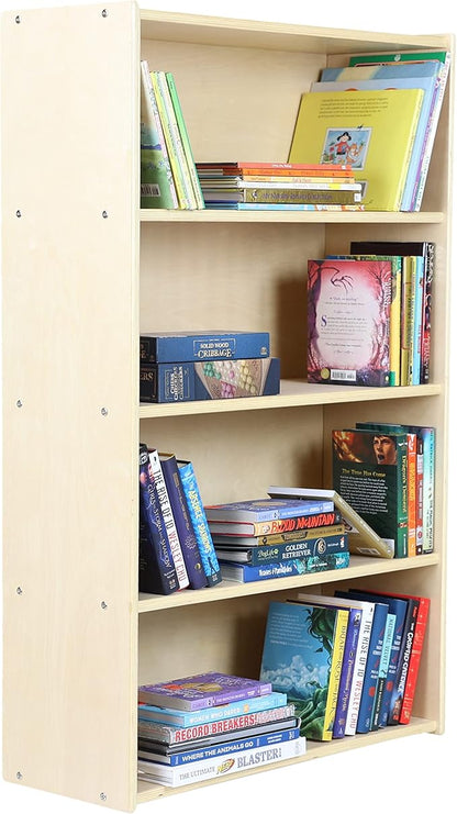 Classic Birch Book Shelf, Wooden Wall Organizer for Books, Toys, Office, and Kids Supplies, Natural (4 Tier - 48")