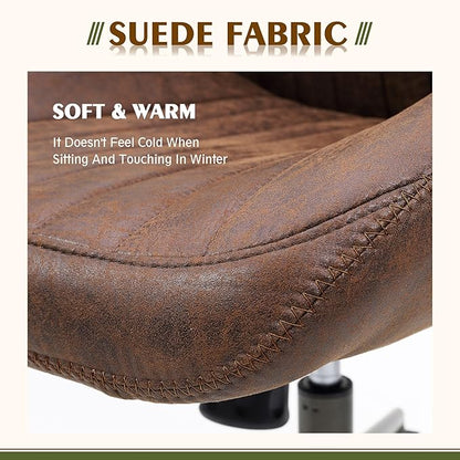 High Back Office Chair,Modern Swivel Office Chair,Brown Suede Fabric Gaming Chair,Height Adjustable Home Office Desk Chair with Lumbar Support