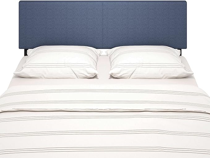 Furinno Roanne Headboard King Size, Plain Upholstered Wooden Headboard, Bed Frame Mount Head Board, Easy Assembly, for Bedroom, Dorm, Blue Denim