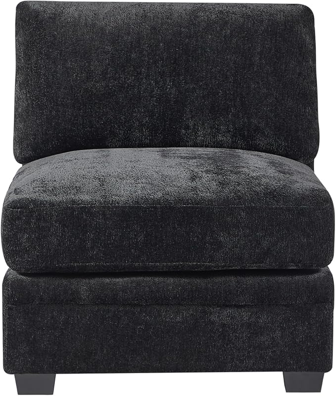 Christopher Knight Home Zery 7-Piece U-Shape Lounge Sofa Couch with Ottomans, Modern Modular Sectional Sofa Set with Pillow Back for Living Room, Chenille Upholstered Cloud Couch with Deep Seat,Black