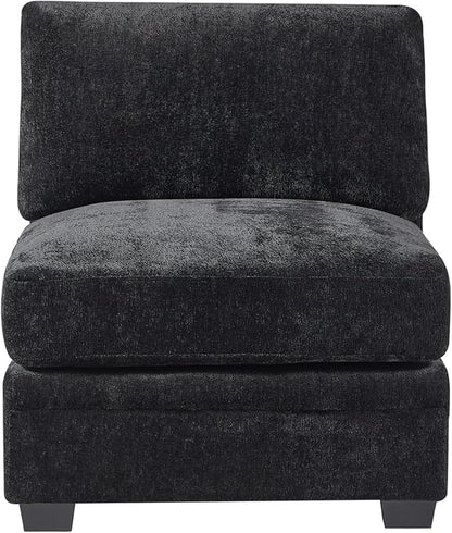 Christopher Knight Home Zery 7-Piece U-Shape Lounge Sofa Couch with Ottomans, Modern Modular Sectional Sofa Set with Pillow Back for Living Room, Chenille Upholstered Cloud Couch with Deep Seat,Black