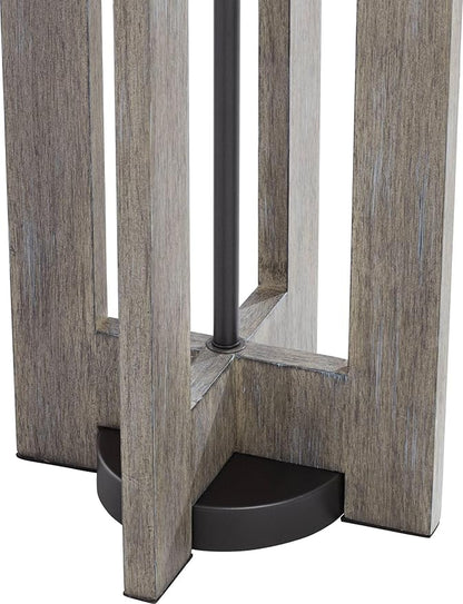 Possini Euro Design Arrista Modern 63" Tall Standing Floor Lamp Cylinder Foot Switch Wood Gray Wash Finish Living Room Bedroom House Reading Office Home Decor Entryway Dining Indoor White Shade