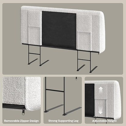 4.7" Upholstered Headboard for Full Size Bed, Height Adjustable and Ergonomic Headboard, Easy Assemble, Sturdy and Durable, Teddy Velvet, Beige