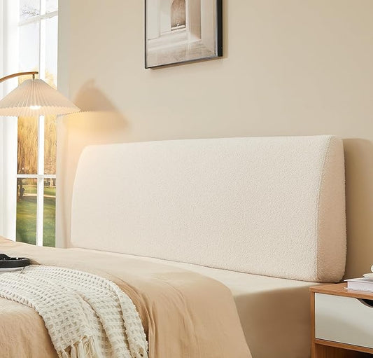 4.7" Upholstered Headboard for King Size Bed, Height Adjustable and Ergonomic Headboard, Easy Assemble, Sturdy and Durable, Teddy Velvet, Beige