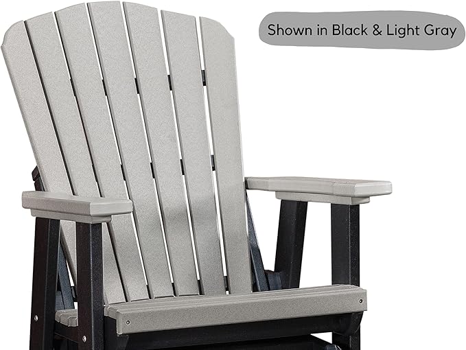 DutchCrafters Slat Fan Back Poly Balcony Adirondack Swivel Glider with Footrest Outdoor Patio Chair (Black & Cedar)