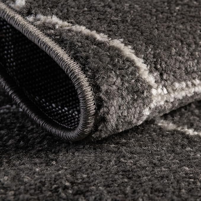 Unique Loom Trellis Frieze Collection Area Rug - Geometric (3' x 5' Oval, Dark Gray/ Ivory)