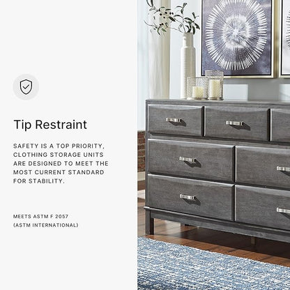 Signature Design by Ashley Caitbrook Contemporary 7 Drawer Dresser with Dovetail Construction, Weathered Gray