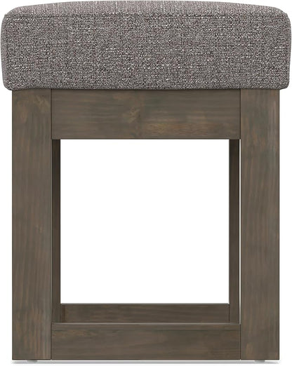 SIMPLIHOME Milltown 27 inch Wide Contemporary Rectangle Footstool Ottoman Bench in Pebble Grey Tweed Look Fabric, Assembled, for the Living Room and Bedroom