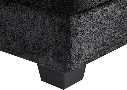 Christopher Knight Home Zery 7-Piece U-Shape Lounge Sofa Couch with Ottomans, Modern Modular Sectional Sofa Set with Pillow Back for Living Room, Chenille Upholstered Cloud Couch with Deep Seat,Black