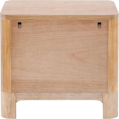Christopher Knight Home Egbert Modern Nightstand with Drawers, Wooden Small Night Stand with Rounded Corners Design, Bedside Table/End Table for Bedroom, Multipurpose Storage Cabinet, Natural