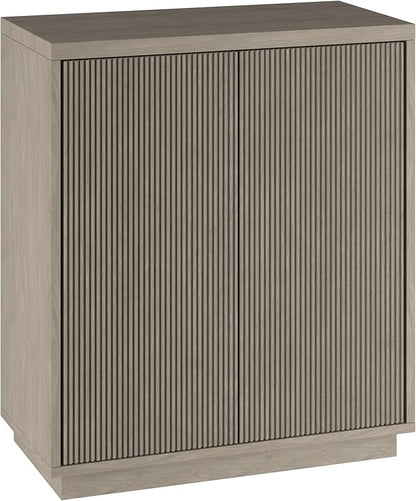 Henn&Hart 28" Fluted Wooden Accent Cabinet, Modern Ribbed Sideboard Buffet Cabinet with 2 Doors and an Adjustable Shelf for Living Room, Dining Room, Bedroom or Entryway, Antiqued Gray Oak