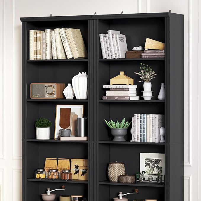 75" Tall Bookshelf & Bookcase, 6-Tier Adjustable Storage Shelves, Book Shelf with Anti-Tipping Device, Floor Standing Modern Display Rack for Living Room, Bedroom, Office, Black