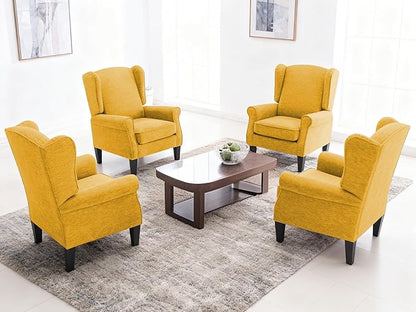 Accent Chair for Living Room Set of 2, High Back Reading Armchairs with Removable Seat Cushion, Mid-Century Single Couch in Fabric, Modern Ergonomic Wingback Chair for Bedroom,Club, Balcony