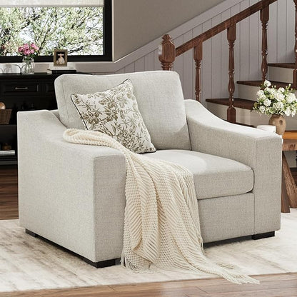 ABCASA 47" W Oversized Accent Chair Set of 2, Comfy Upholstered Sofa Chair with Large Seat and Wide Armrest, Pet-Friendly Modern Lounge Armchair for Living Room/Apartment/Bedroom, Soft Linen, Oatmeal