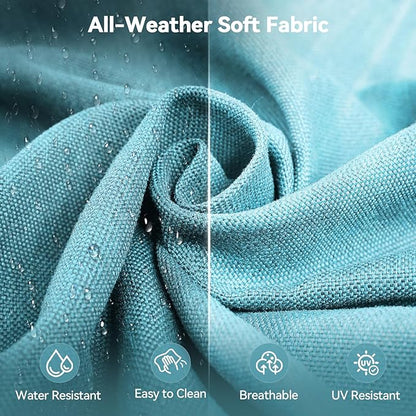 Luxury 6" Outdoor Cushions for Patio Furniture, 24x24x6" Thick Seat Cushion Set, Fade Resistant Couch Chair Replacement Cushions High Density Deep Wicker Chair Cushion with Removable Cover, Teal