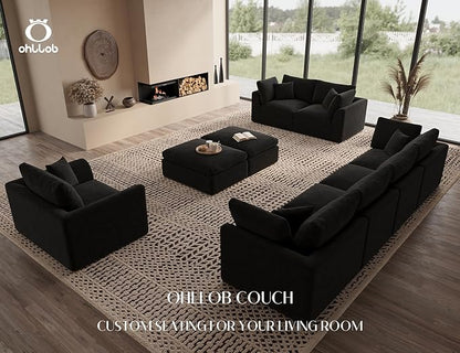 48.6" Single Sofa, Small Boneless Couches for Living Room, Cloud Couch for Bedroom, Office, Black