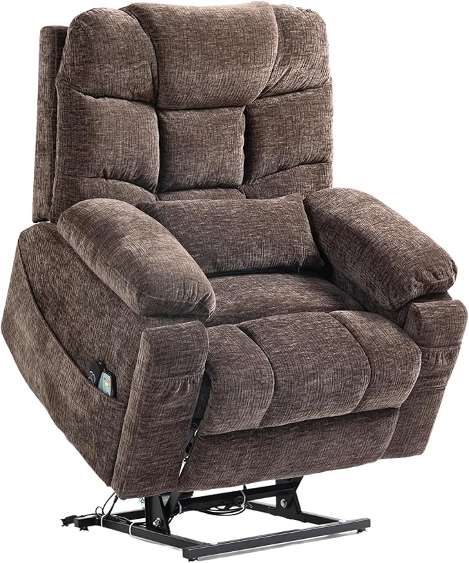 Power Lift Recliner for Elderly Adults, Dual Motor Lay Flat Lift Chair with Heat Massage, Cup Holder & Wireless Phone Charger, USB Type C Charging, Big Man Recliners 400 lbs