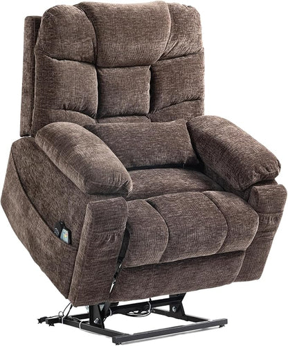 Power Lift Recliner for Elderly Adults, Dual Motor Lay Flat Lift Chair with Heat Massage, Cup Holder & Wireless Phone Charger, USB Type C Charging, Big Man Recliners 400 lbs