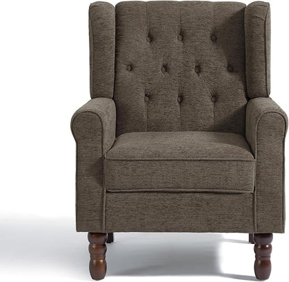 UIXE High Back Accent Chairs Set of 2, Fabric Upholstered Armchair Wingback Arm Club Chair for Living Room, Comfy Single Sofa Bedroom Reading Seat with Solid Wood Legs - Taupe