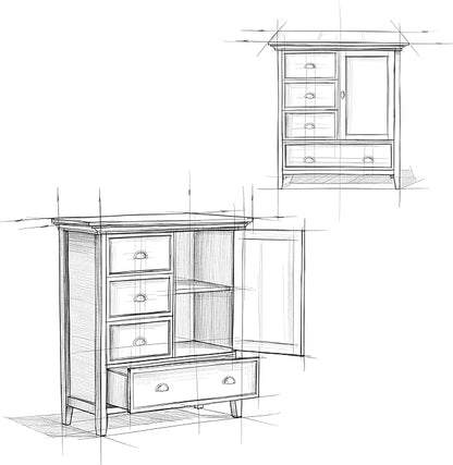 SIMPLIHOME Redmond SOLID WOOD 39 inch Wide Transitional Medium Storage Cabinet in Farmhouse Grey for the Living Room, Entryway and Family Room