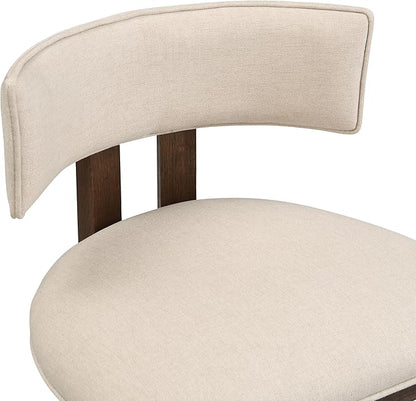 Christopher Knight Home Minso Wooden Counter Height Bar Stools Set of 2, Comfy Upholstered Barstools with Backrest/Footrest, Counter Stool for Kitchen Island/Home Bar Table, Walnut + Beige
