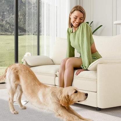Vesgantti 74" Loveseat Cloud Couch with Ottoman, Comfy Sofa Deep Seat Chenille Modern 2 Seater with Armrest Pillow, Easy Assembly Small Loveseat Sets Couches for Living Room, Apartment, Beige
