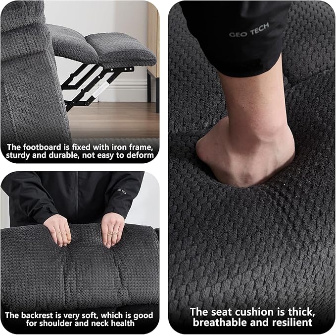 CANMOV Recliner Sofa Set, Oversize Power Lift Recliner Chair and Manual Loveseat with Overstuffed Armrest for Living Room,Bedroom Furniture,Office,1+2 Seat Grey