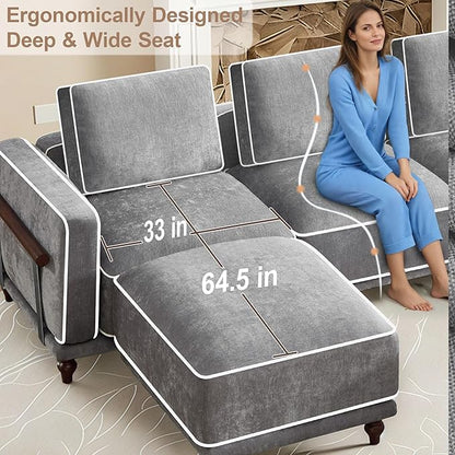 80" Loveseat Sofa Cloud Modular Sectional Couch,Deep Love Seat Couch with Armrests Wooden Legs,2 Seater Comfy Thicked Cushion Upholstered Sofa for Living Room Bedroom,Light Grey