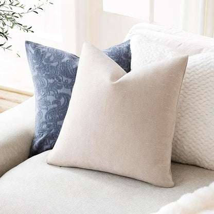 Foindtower Pack of 2 Soft Textured Throw Decorative Pillow Covers Lumbar Accent Solid Cushion Cover Cozy Neutral Farmhouse Pillow Case for Couch Sofa Bedroom Living Room 12x24 Inch, Light Beige