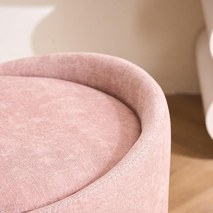 Swivel Vanity Stool with Back Comfy Vanity Chair with Gold Base Modern Round Stool for Makeup Vanity Ottoman Foot Rest for Bedroom livingroom (Pink)