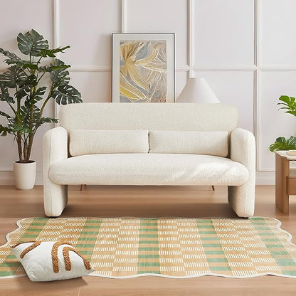 59" W Upgrade Lambswool Fabric Loveseat Sofa, Modern Love seat Couch, Solid and Easy to Install, Upholstered 2-Seater Couch for Bedroom, Apartment, Living Room