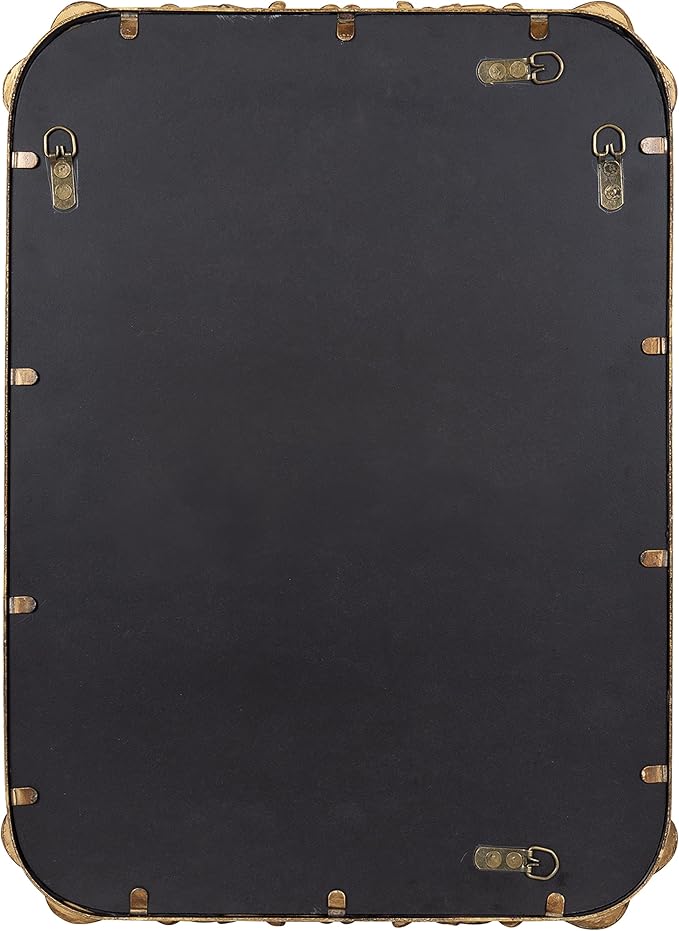 Kate and Laurel Brazelton Rounded Rectangle Ornate Traditional Mirror; 20 x 27; Gold; Ornamental Round Rectangular Classic Framed Wall Mirror