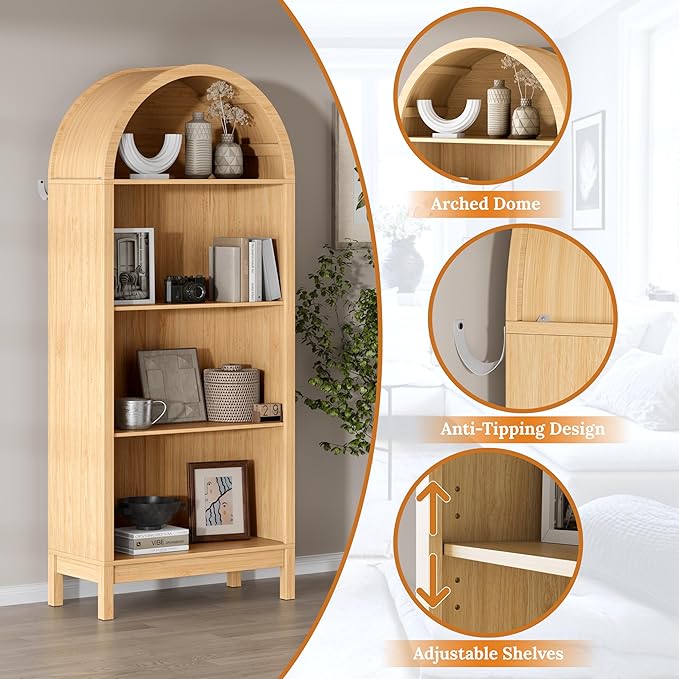 Shoe Cabinet, 70" Tall Arched Shoe Rack with 3 Adjustable Shelves, 7-Tier Large Freestanding Shoe Storage Organizer for Entryway, Closet, Hallway, Living Room