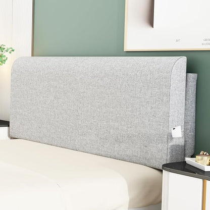 Upholstered Queen Headboard, No Tools Needed, Wall Mounted Headboard with Removeable Washable Linen, Multi-Functional Backrest (Grey)