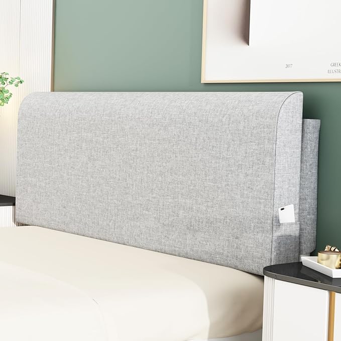 Upholstered Twin Headboard, No Tools Needed, Wall Mounted Headboard with Removeable Washable Linen, Multi-Functional Backrest (Grey)