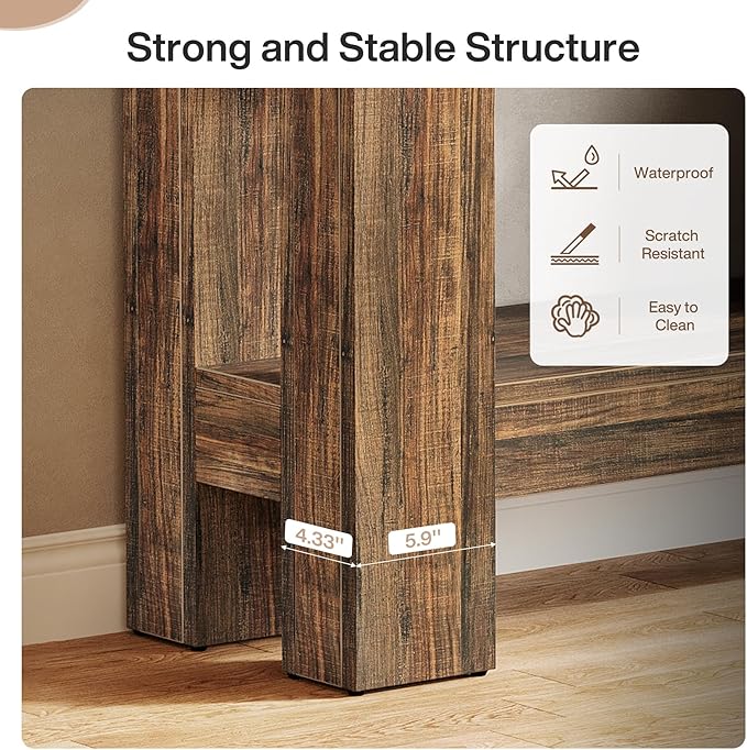 Tribesigns 63-Inch Console Table with 2 Drawers, 2-Tier Wooden Sofa Table Behind Couch, Farmhouse Entryway Console with Storage Shelf for Living Room, Entrance, Hallway (Dark Brown)