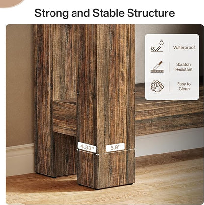 Tribesigns 63" Console Table with 2 Drawers, Farmhouse Entryway Table with Storage Shelf and Sturdy Legs, Wooden Sofa Table for Living Room, Hallway, Entrance (Dark Brown)