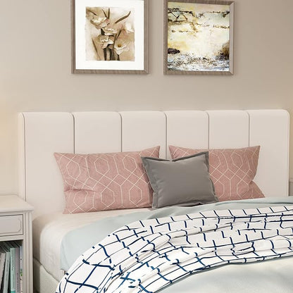 HAOBO Home Upholstered Headboard Foldable King Size Headboards Eastern King/California King Faux Leather Panel with Height Adjustments-White